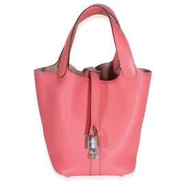 Hermès Rose Confetti Clemence Picotin Lock 18 PHW Rosa
