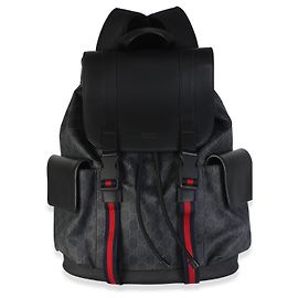 Mochila Gucci em canvas GG Supreme macio preto e couro de bezerro com Web e fivela dupla Preto