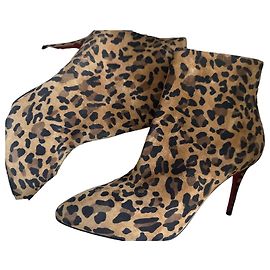 Christian Louboutin Eloise Booty 85 Leopard Suede Ankle Boots Brown Leopard print