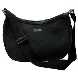 Gucci GG Monogramm Canvas Schultertasche Schwarz