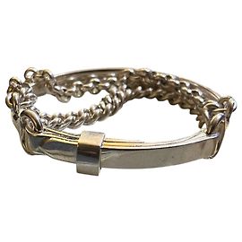 Pulsera Hermès en tono plateado con doble cadena Otro