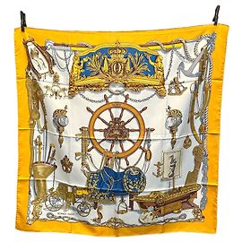 Hermès Hermes Paris Vintage Seidentuch Musee 1962 Ledoux Yellow Gelb