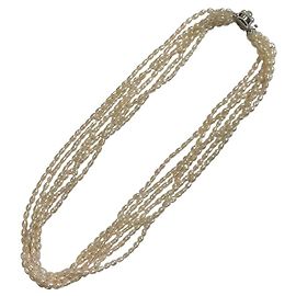 Collana a sei fili di perle d'acqua dolce Tasaki Pearls Argento