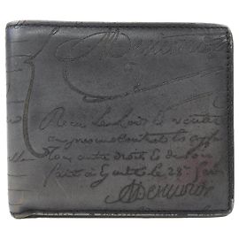 Carteira de couro Berluti Makore Scritto Marrom