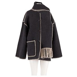 Totême Short Grey Wool Coat Grey