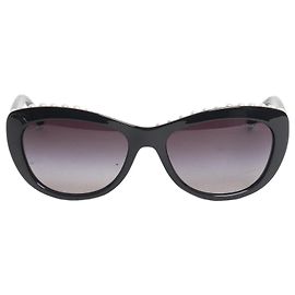 Chanel Occhiali da sole cat-eye con perle sintetiche nere Nero