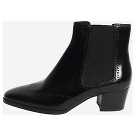 Tod's Black Brogue-Chelsea boots - size EU 38 Black