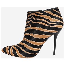 Gucci Black and brown pony hair ankle boots - size EU 39 Brown
