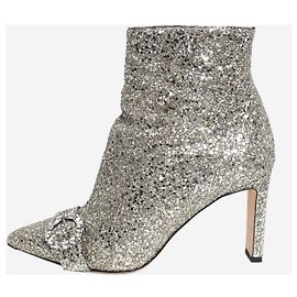 Jimmy Choo Botas de cano curto prateadas com glitter - size EU 39 (UK 6) Prata