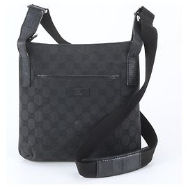 Borsa a tracolla Gucci GG Canvas Leather Nero