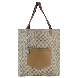 Gucci GG Supreme Sherry Line Ledertote Braun