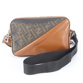 Fendi Zucca Leather Shoulder Bag Brown Black