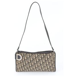 Borsa a tracolla in pelle Christian Dior Trotter Nero Beige