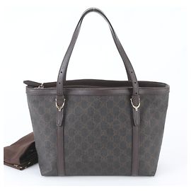 Gucci GG Supreme Nice Leather Tote Bag Brown