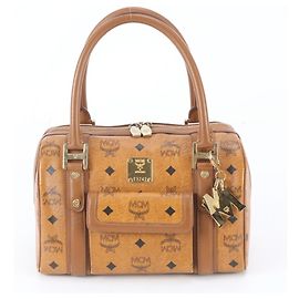 Saco Tote em couro MCM Visetos Monogram Marrom
