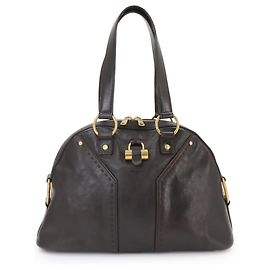 Sac à main Yves Saint Laurent Muse Medium en cuir marron foncé Marron foncé