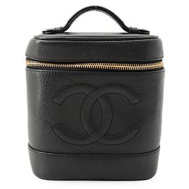 Sac Vanity Chanel en veau grainé noir Noir