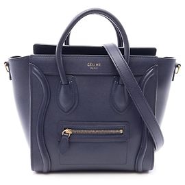 Céline Celine Luggage Nano Shopper 2-Way Handtasche Marineblau