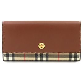 Carteira Longa Bi-fold Burberry Nova Check Marrom Bege