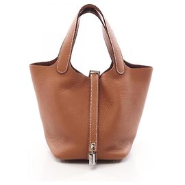 Hermès Bolso Hermes Picotin Lock PM en Brown Castaño
