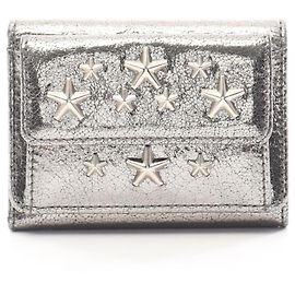 Jimmy Choo NEMO Star Studded Tri-fold Geldbörse Silber