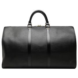 Louis Vuitton Black Epi Keepall 50 Negro