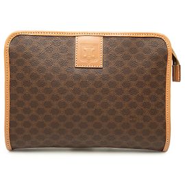 Céline Clutch Celine Brown Macadam Coated Canvas Marrom