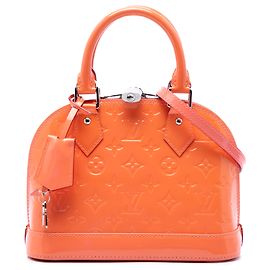 Louis Vuitton Orange Monogram Vernis Alma BB Naranja