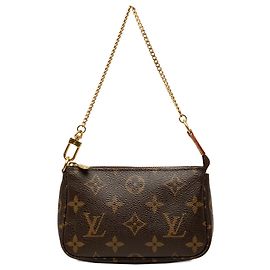 Louis Vuitton Brown Monogram Mini Pochette Accessoires Castaño