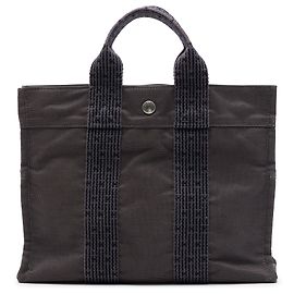 Hermès Gray Canvas Herline PM Marrom