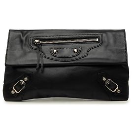Balenciaga Black Lambskin Motocross Giant 12 Envelope Clutch Black