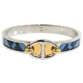 Hermès Mini Clic H Chaine D Ancre Armband in blauem Emaille PM Blau