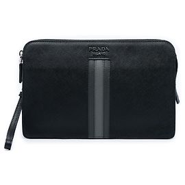 Clutch Prada em couro Saffiano preto Preto