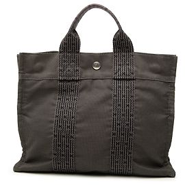 Hermès Gray Canvas Herline PM Castaño Gris antracita