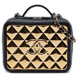 Chanel Gold Medium Lambskin Golden Plate Vanity Case Autre