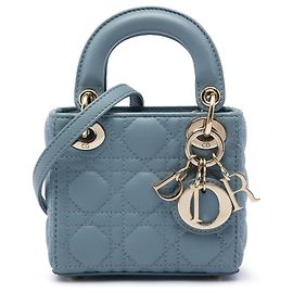 Dior Blue Micro Lambskin Cannage Lady Dior Azul Outro