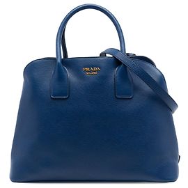 Sac Dome Prada en cuir Saffiano bleu Bleu