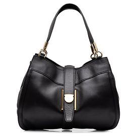 Salvatore Ferragamo Ferragamo Black Leather Enny Hobo Black