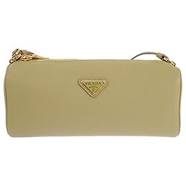 Bolsa de ombro pouch Prada em couro de bezerro marrom Marrom Caqui