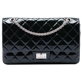 Chanel Blue Quilted Patent Reissue 2.55 Double Flap 227 Azul Azul marinho
