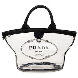Sacola Prada em PVC Canapa Preto com Logotipo Preto
