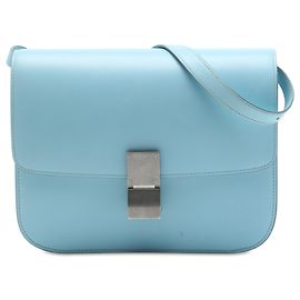 Céline Celine Blue Medium Calfskin Classic Box Azul Azul claro