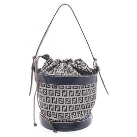 Borsa a tracolla Fendi Zucchino Marrone Blu navy