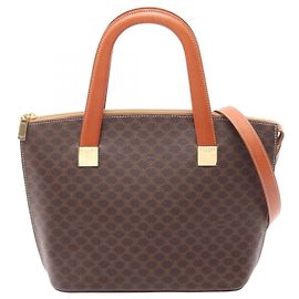Céline Celine Macadam Brown 2-Way Tote Bag Braun