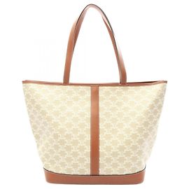 Céline Bolso Tote Cabas Triomphe Medium Celine Castaño Blanco Beige