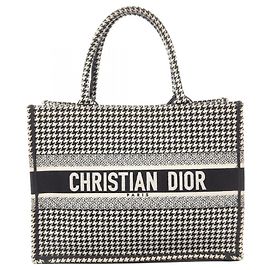 Christian Dior Medium Houndstooth Book Tote Nero Crudo