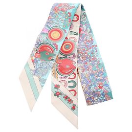 Hermès Twilly Pony Pit Stop Ribbon Scarf Multicor Cru
