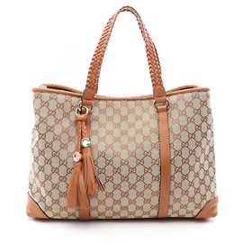 Gucci Marrakech GG Canvas Tote Bag Braun Beige