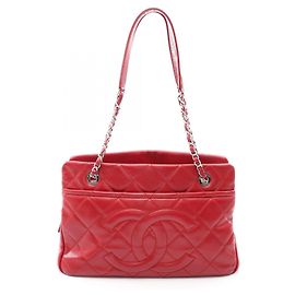 Chanel Matelassé Red Tote Bag Red