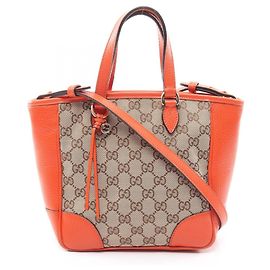 Gucci Bree GG Canvas 2-Way Tote Bag Beige Orange